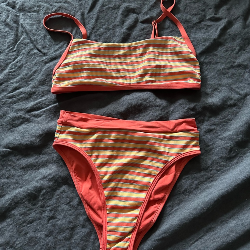 Striped L Space Bikini Set in Red and Yellow